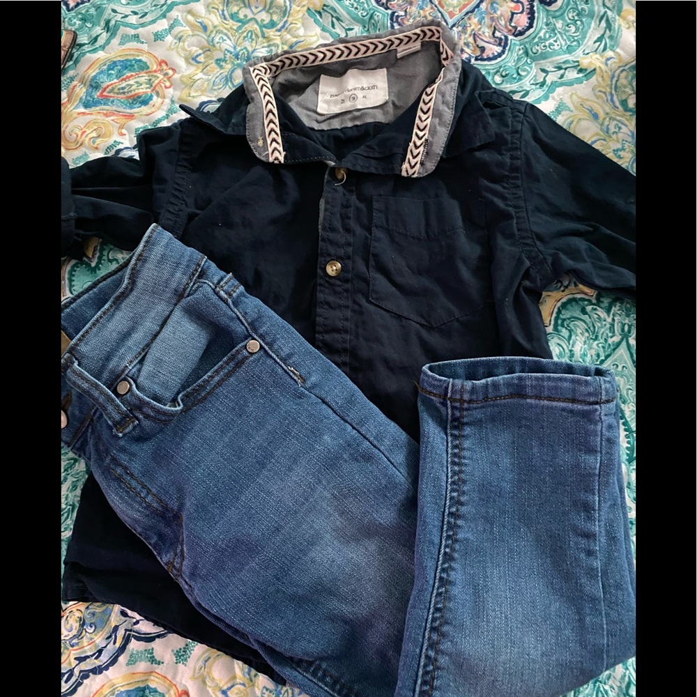 Jeans and long sleeve shirt set